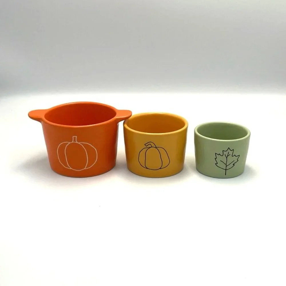 Rae Dunn Magenta Ceramic Measuring Cups Artisan Collection Fall Harvest Set of 3